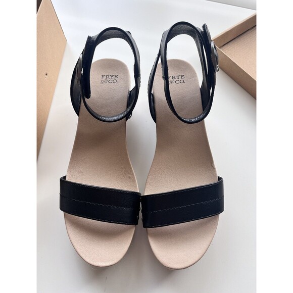 NWB Womens Black Wedge Sandals Size 11 | Frye and Company - Picture 1 of 4